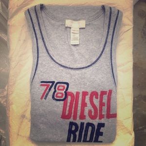 DIESEL tank top for mans man beater heather grey